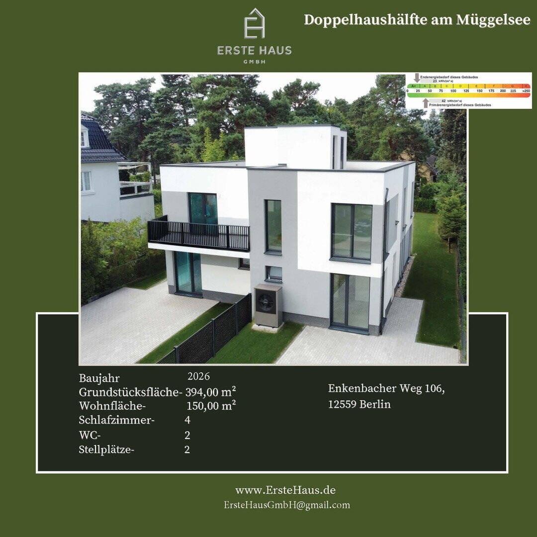Doppelhaushälfte 150 m², 4 SZ, A+, Dachterrasse - provisionsfrei