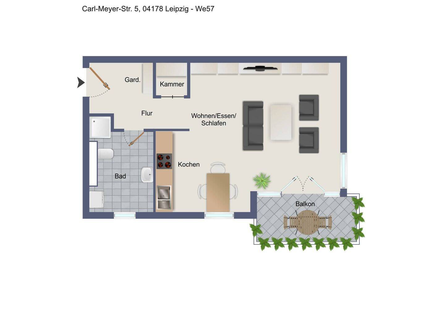 1-Raum | Balkon | Tageslichtbad | Außen-Stellplatz | Vermietet – Leipzig – Vorschaubild 6