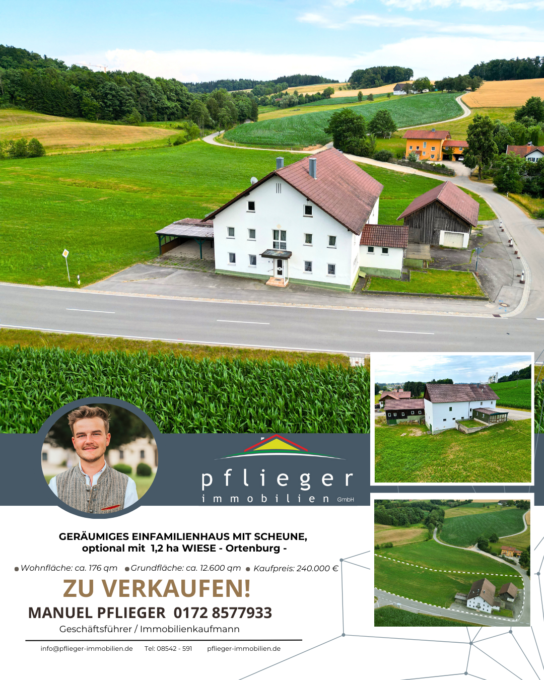 Geräumiges Einfamilienhaus mit Scheune, optional mit 1,2ha Wiese – Ortenburg – Bild 1 von 9