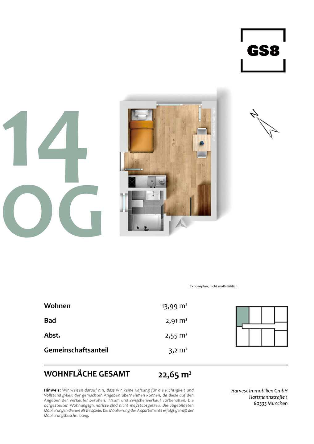 Neubau-Studentenappartement im 1. Obergeschoss – zur Kapitalanlage – München – Vorschaubild 2