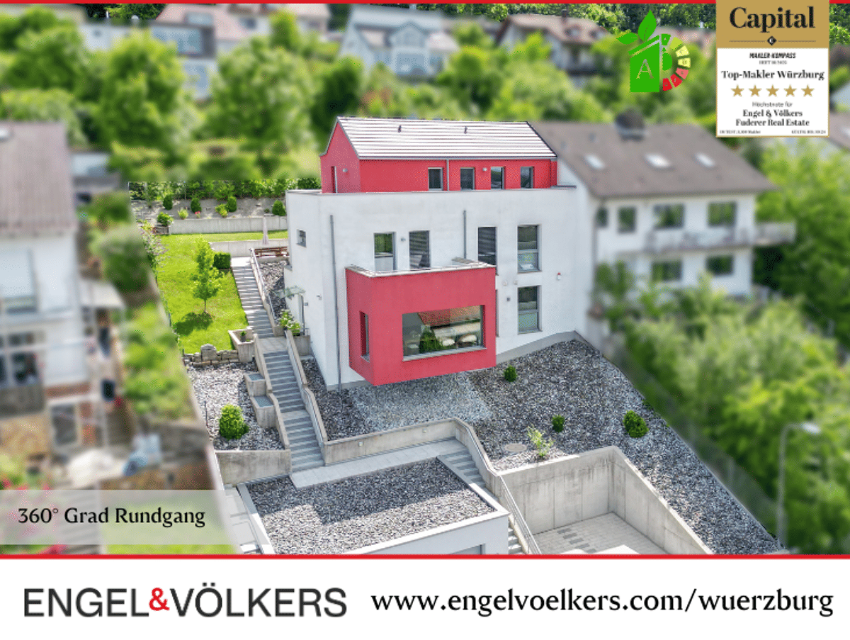 "Wohnen Deluxe": Exklusives EFH mit Weitblick über die Stadt, inkl. hauseigenem Aufzug – 97082 Würzburg – Bild 1 von 9