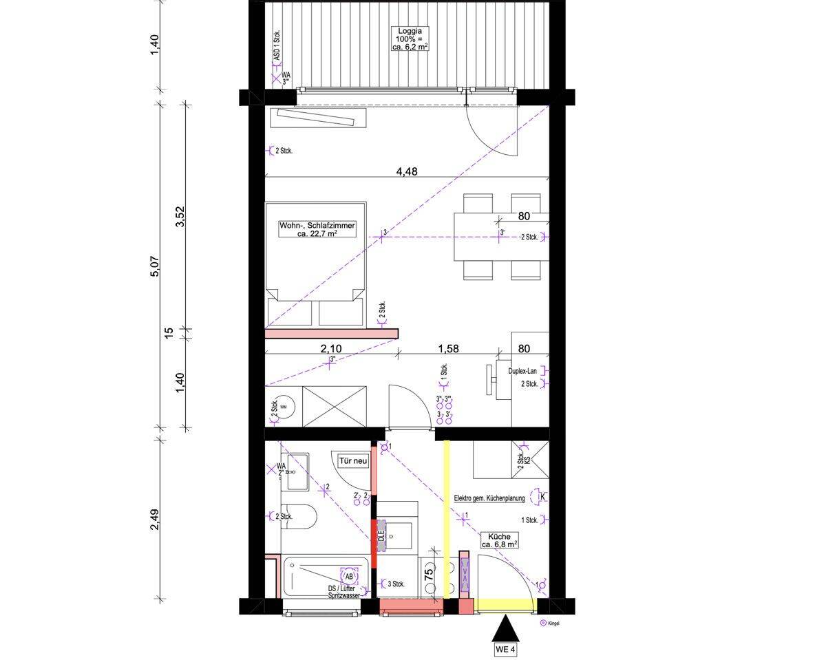 Erstbezug nach Sanierung - 1 Zimmer City Apartment mit Loggia und Stellplatz zu vermieten! – Lübeck – Vorschaubild 2