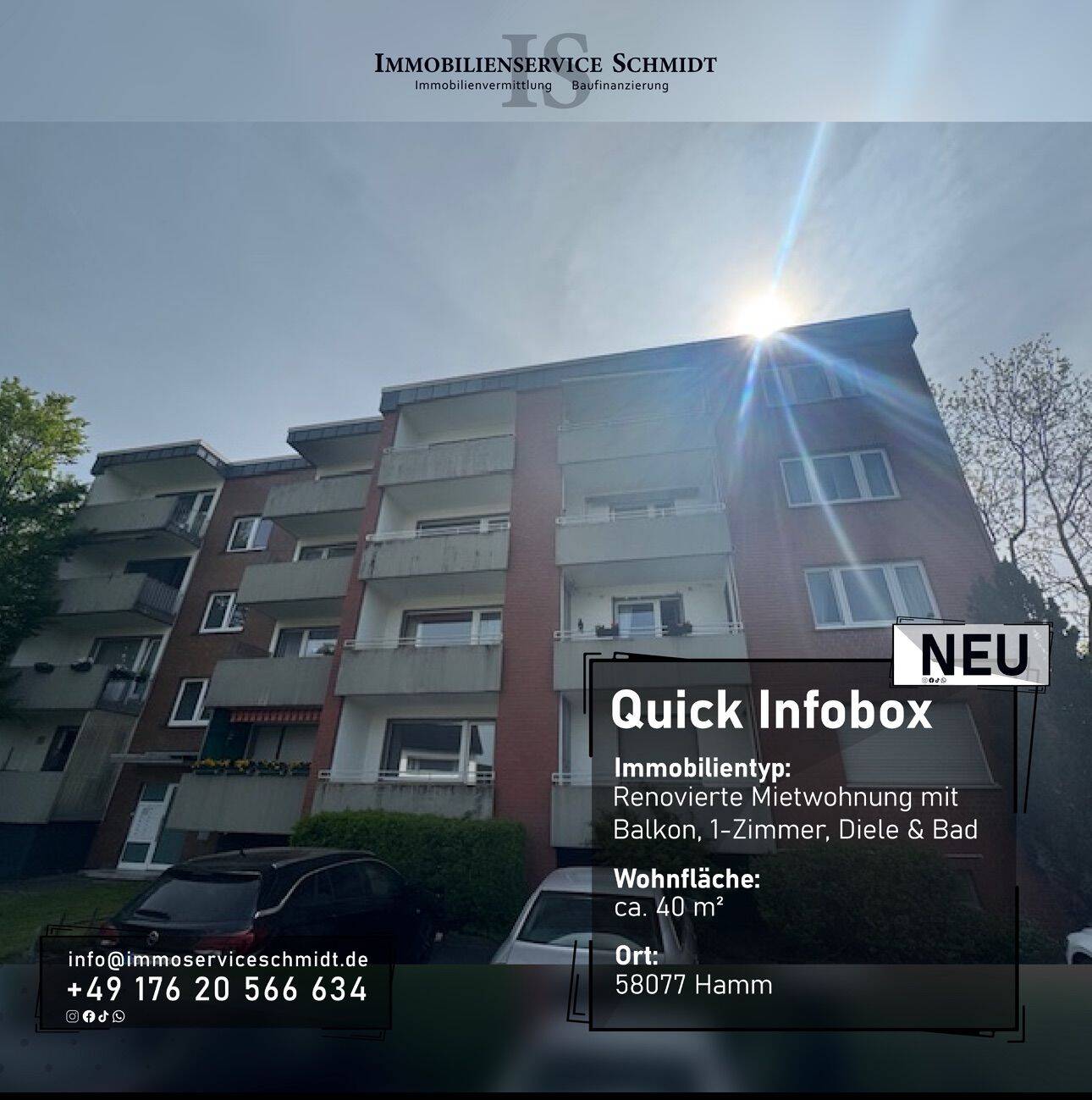 Renovierte 1-Zimmer-Mietwohnung mit Balkon