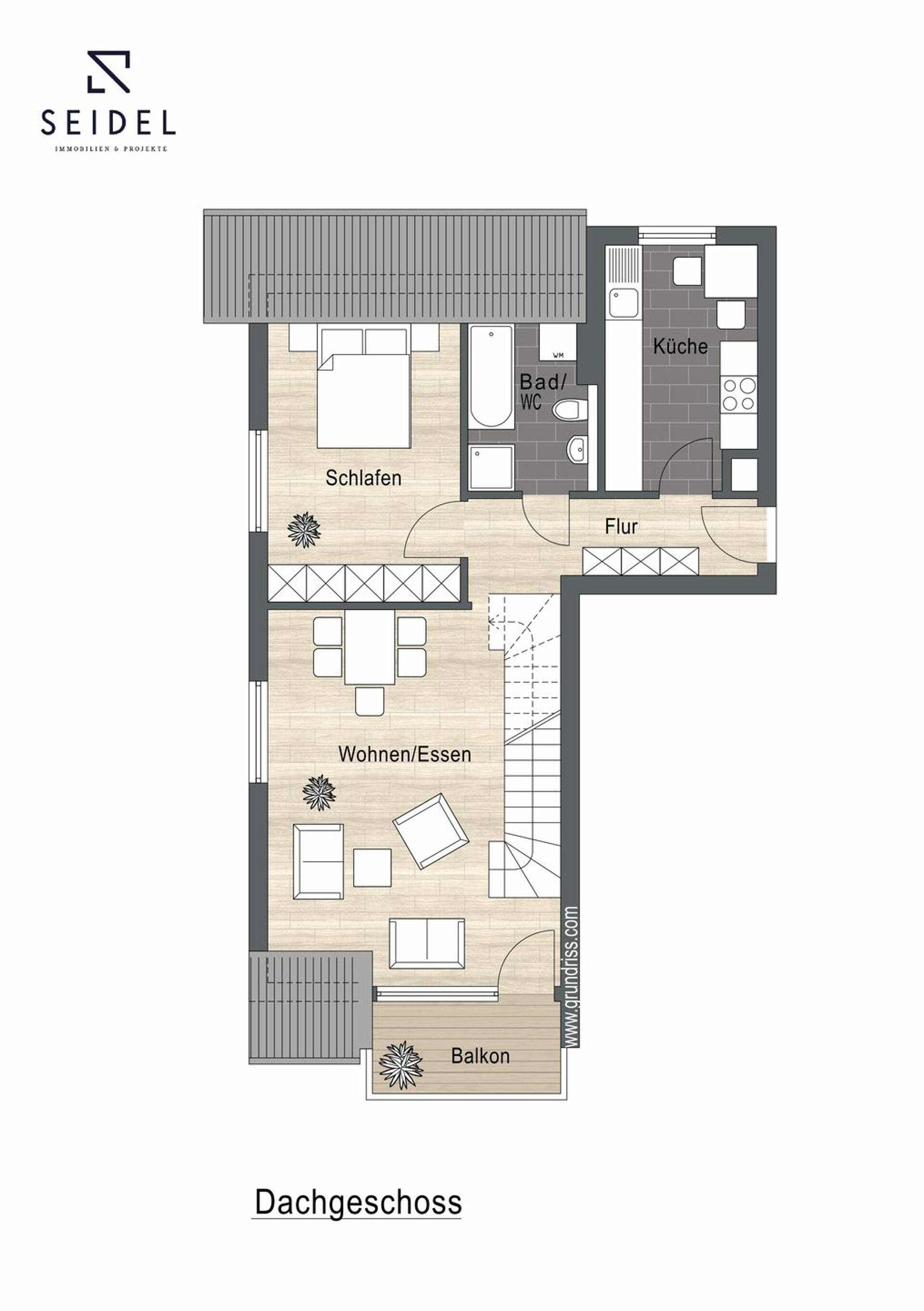 Dachgeschosswohnung in 88416 Ochsenhausen mit 62,43 m² kaufen