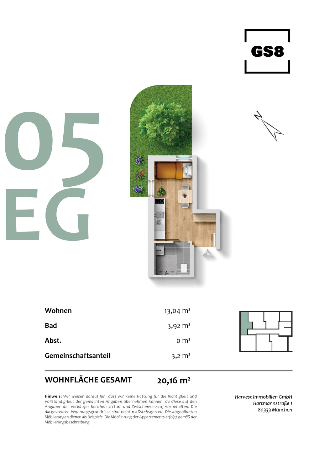 Neubau Studentenappartement im Erdgeschoss - attraktive Kapitalanlage mit hoher Vermietungsnachfrage – München – Vorschaubild 2