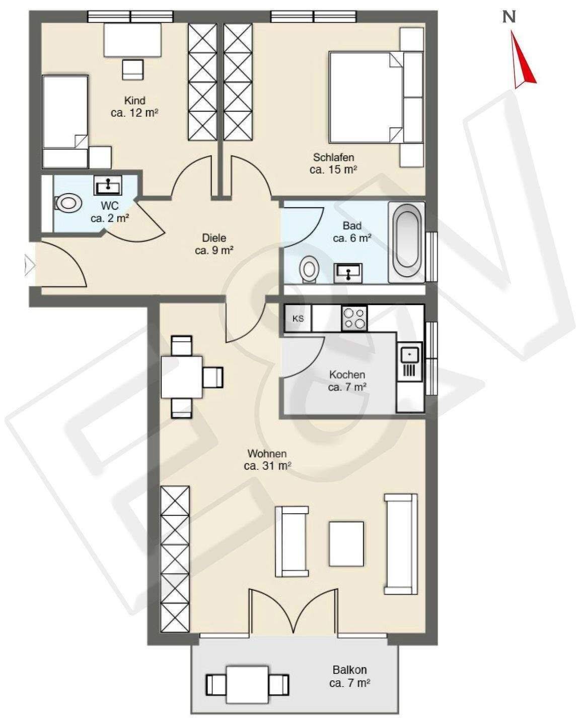 barrierefreie KfW55 3-Zimmer Wohnung mit eigener Terrasse OG Erstbezug