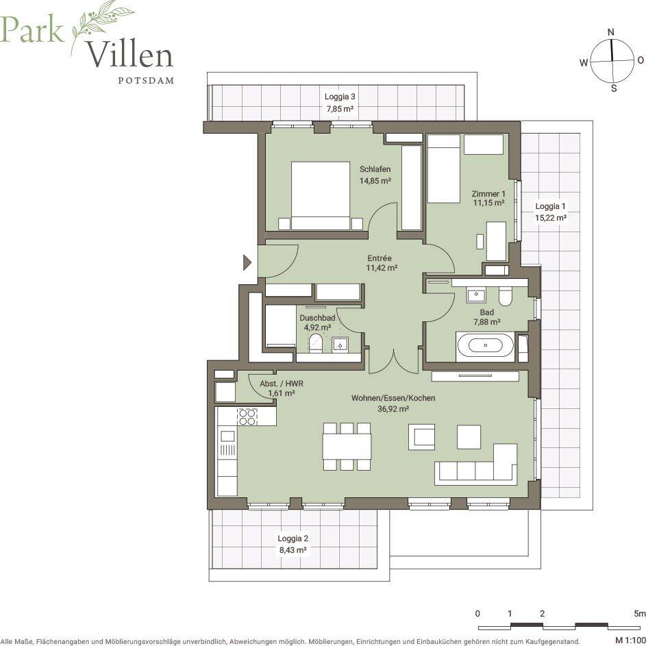 Exklusives Penthouse mit großer Terrasse in den Parkvillen Potsdam – Potsdam – Vorschaubild 9