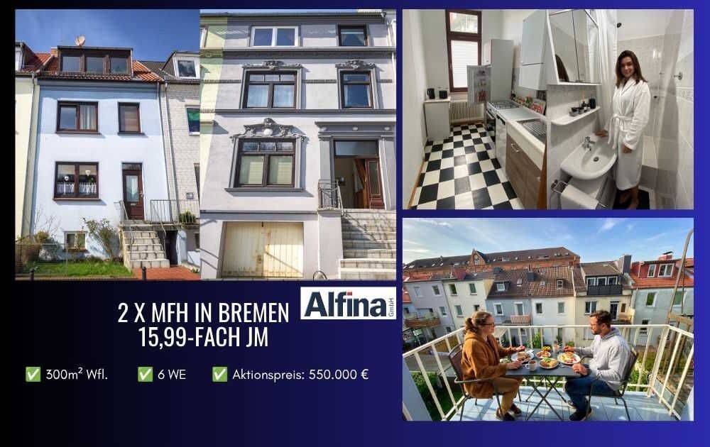 15,99-Fach! Sorglos-Renditemodelle in Bremen-Walle mit 8,3% AfA - Zu Top-Energieklasse C einkaufen?