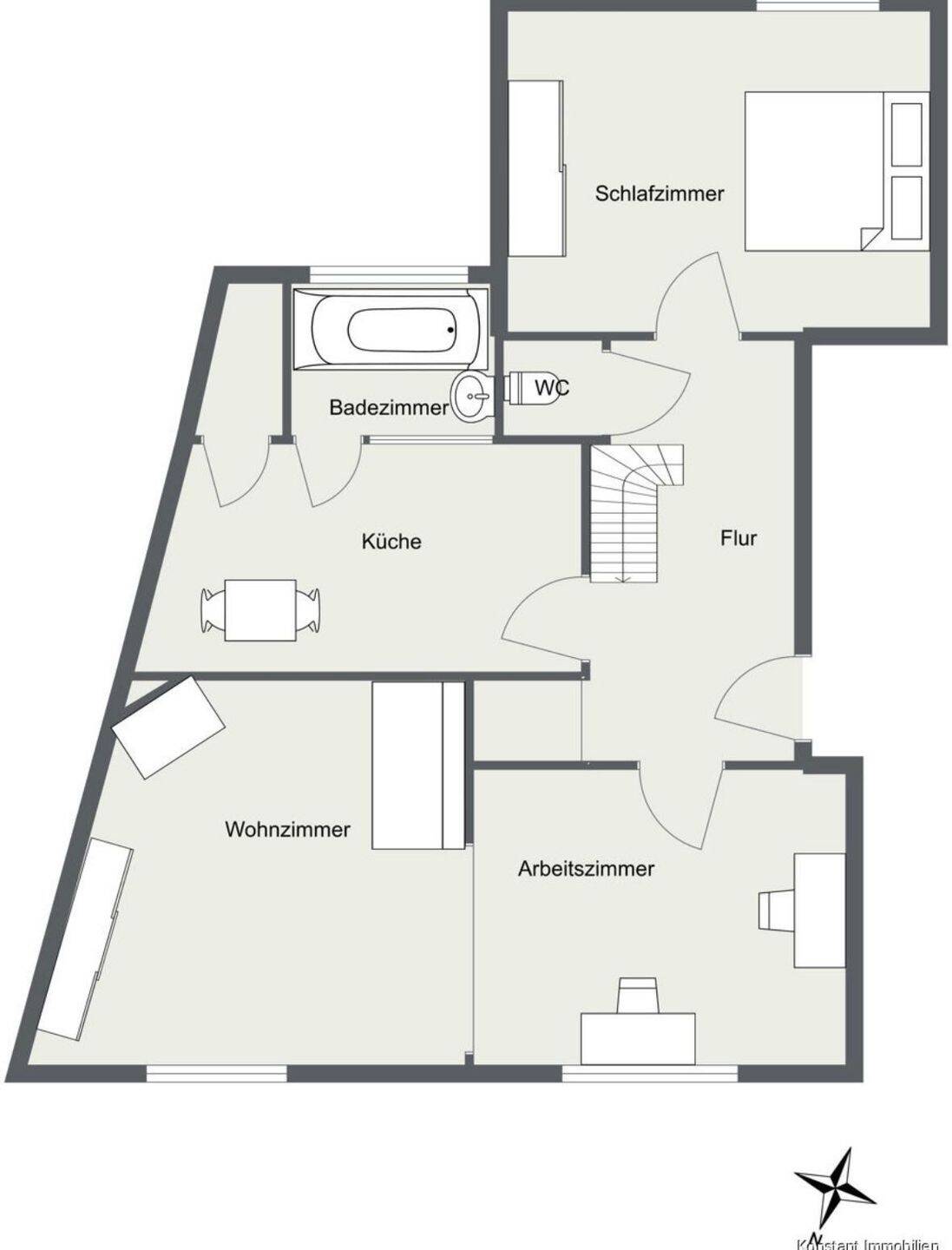120 m² | 6 Zi. | Maisonette Altbau 1914 – Chrysanderstraße – Hamburg – Vorschaubild 7