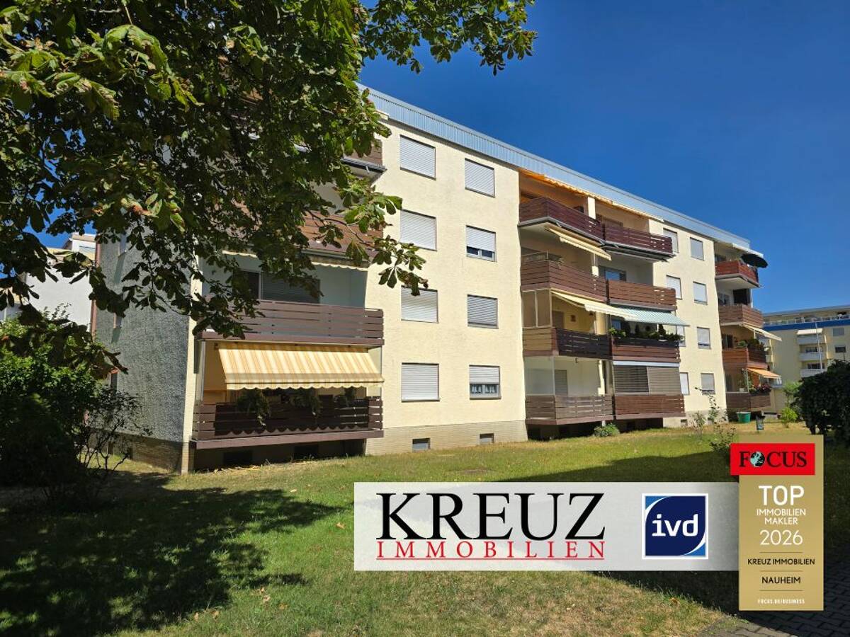 Gepflegte 3 Zimmerwohnung mit Südbalkon und Garage – 64569 Nauheim – Bild 1 von 9
