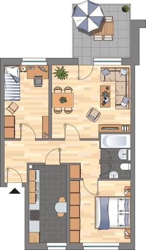Gemütliche 3-Zimmer-Etagenwohnung mit großem Balkon in Wolfsburg – 38448 Wolfsburg – Vorschaubild 2