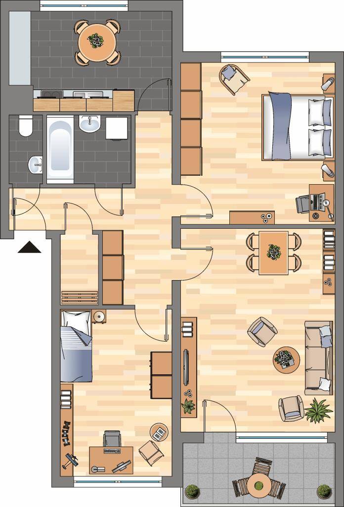 Großzügige 3-Zimmer-Wohnung mit hochwertigem Laminatboden im Erdgeschoss in Hagen-Boele – Hagen – Vorschaubild 3
