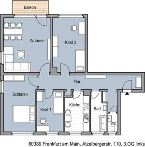 Schicke 4 Zimmerwohnung mit EBK, Tageslichtbad und Balkon – 60389 Frankfurt am Main – Vorschaubild 5
