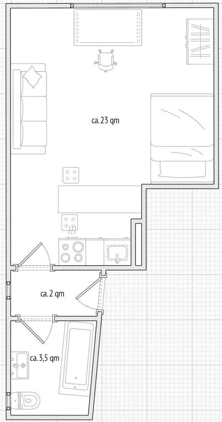 Provisionsfrei vom Eigentümer: 1-Zimmer-Wohnung in Uni-Nähe in Schwabing-West, Fenster zum ruhigen Innenhof