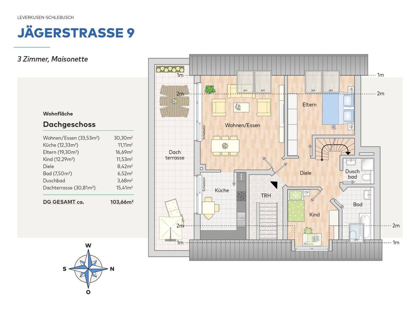 Lichtdurchflutende Maisonette-Wohnung mit Dachterrasse in Leverkusen-Schlebusch – Leverkusen – Vorschaubild 9