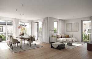 NEUBAU: Stilvolle 3-Zimmer-Wohnung mit zwei Dachterrassen & Balkon im beliebten Denning
