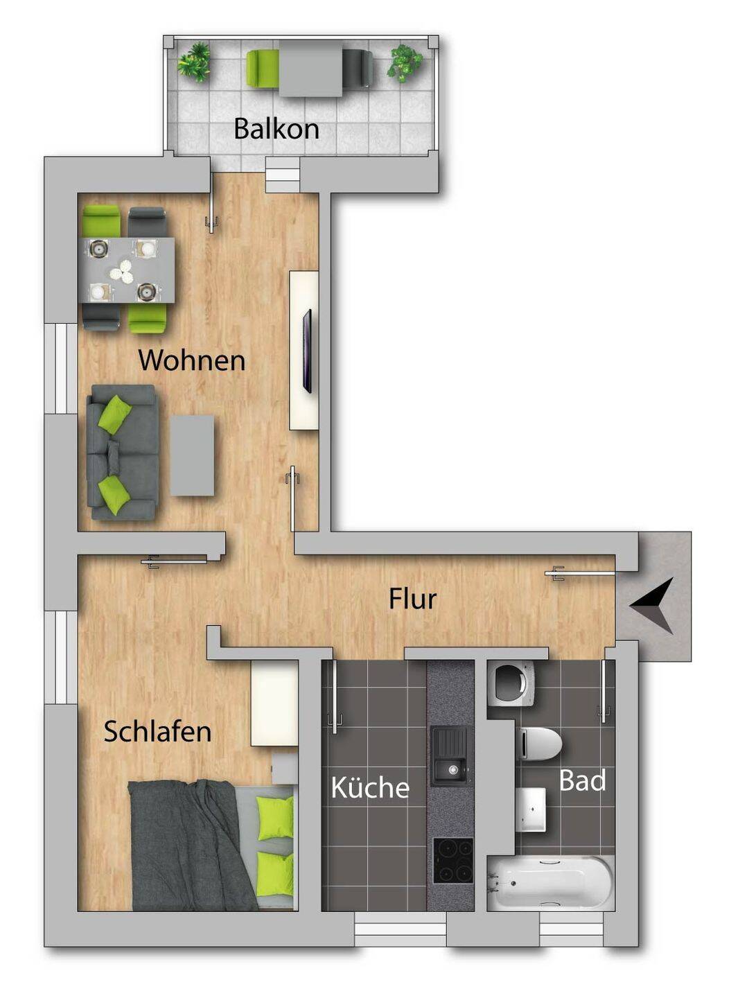Wohnen am Heimgarten / Bad mit Fenster + Wanne - frei ab 1.10.26 – Chemnitz – Vorschaubild 3