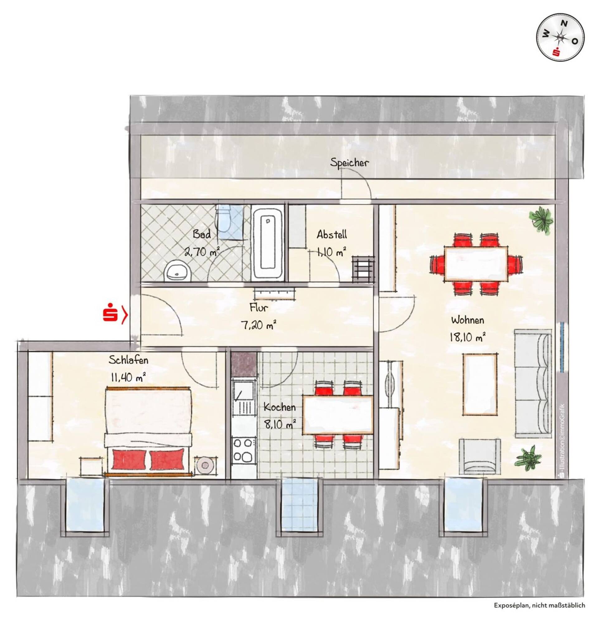 Dachgeschosswohnung in 86956 Schongau mit 48,4 m² kaufen