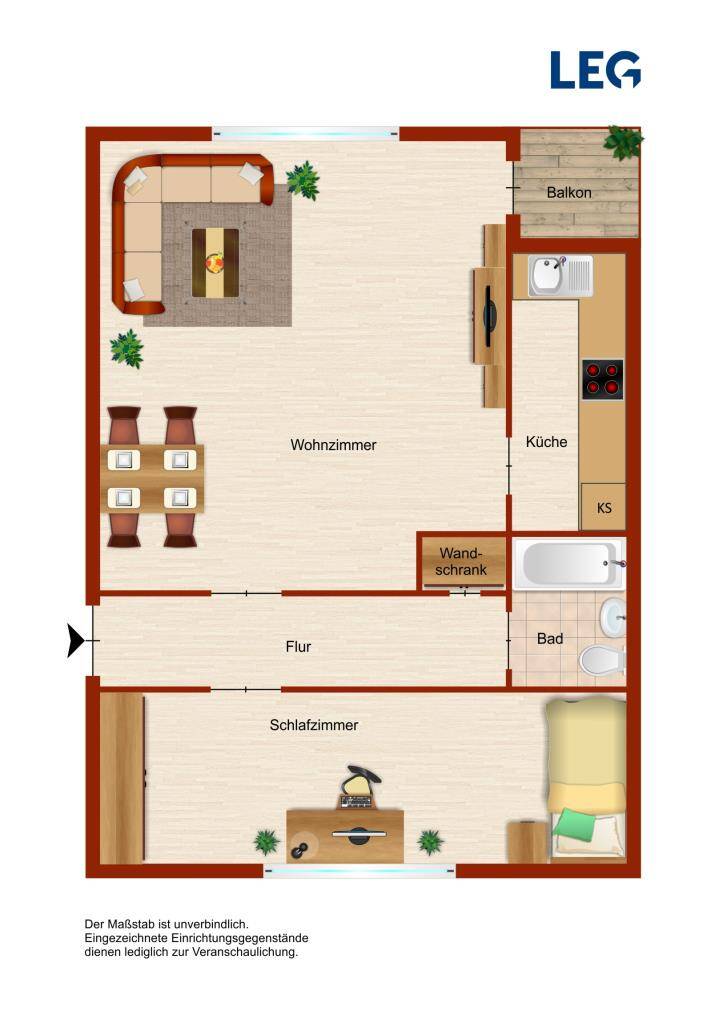 Charmante 2-Zimmer-Wohnung mit Laminatboden in Wolfsburg – Wolfsburg – Vorschaubild 2