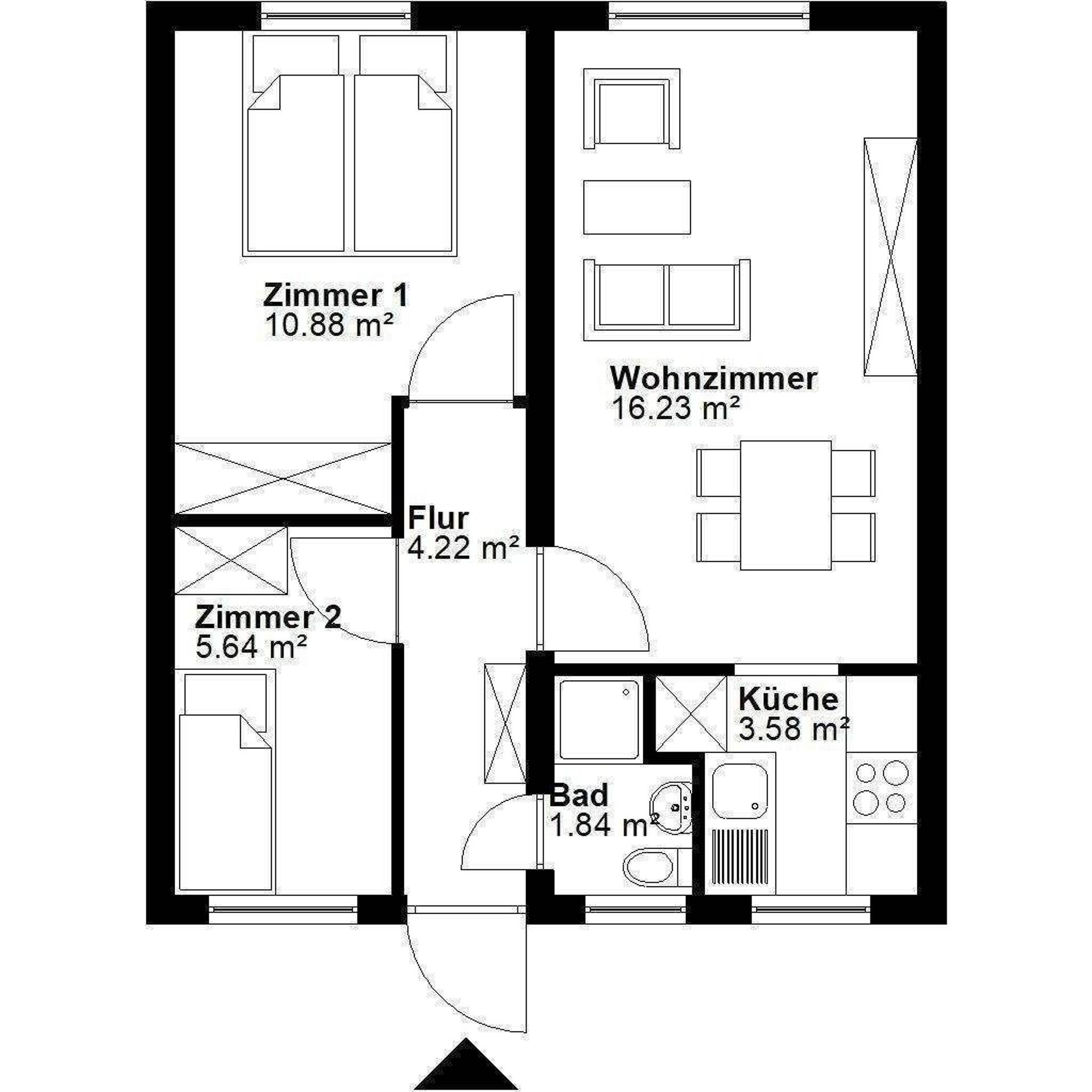 Etagenwohnung in 30519 Hannover mit 42,38 m² kaufen