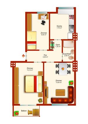 WG sucht Nachfolger 3/4 Zi. - Wohnung mit Küche, Duschbad und Balkon