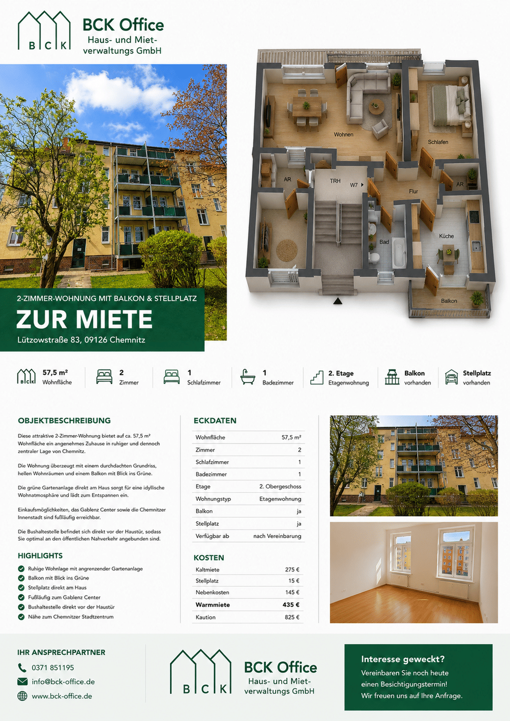 Moderne 2-Zimmer-Wohnung in Chemnitz Gablenz