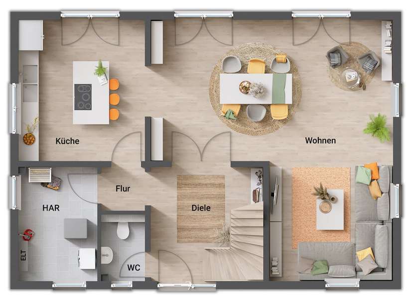 Landhaus 142 massiv gebaut, Preis inkl. Grundstück – Schauren – Vorschaubild 8