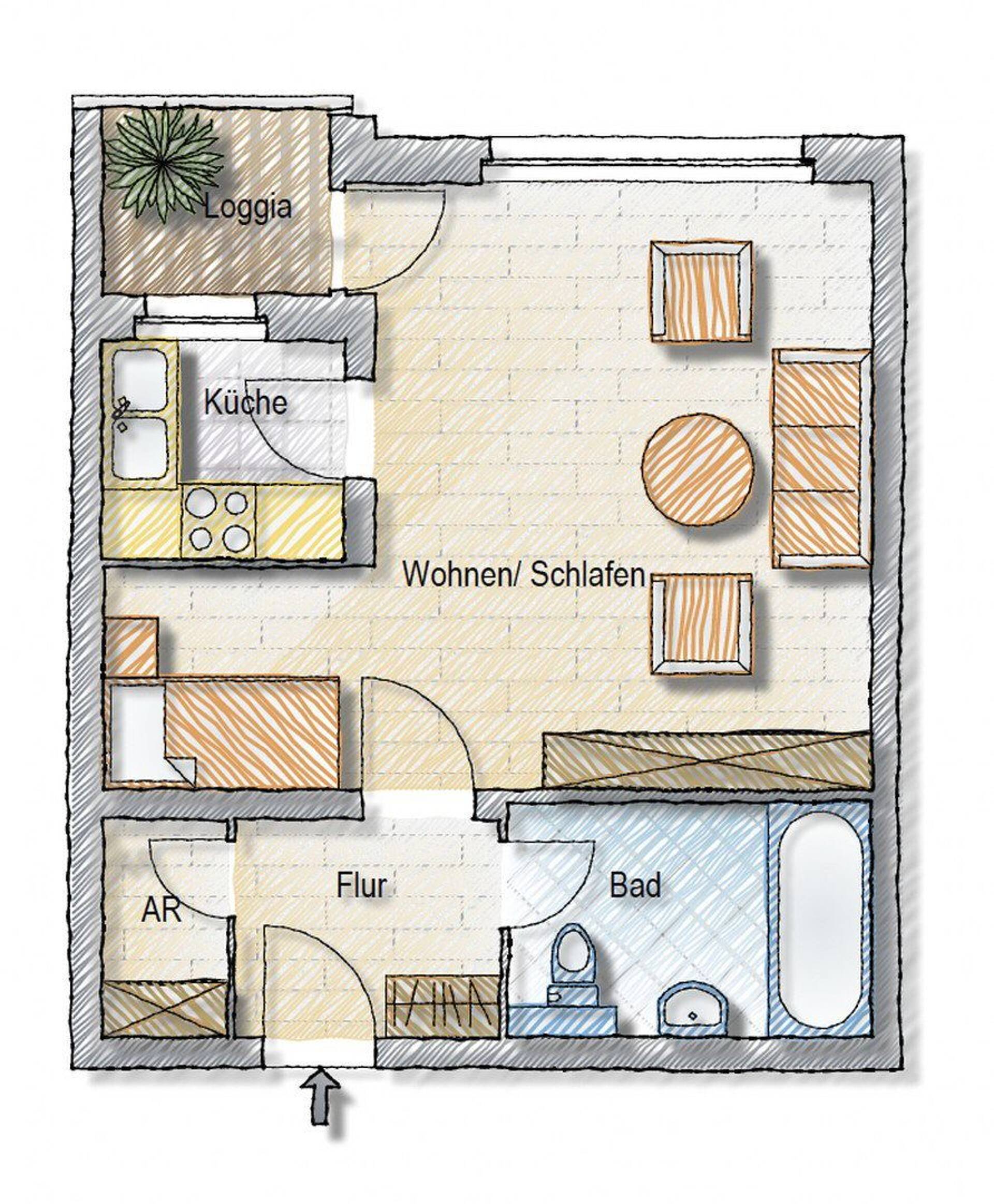 Etagenwohnung in 21337 Lüneburg mit 38,5 m² kaufen