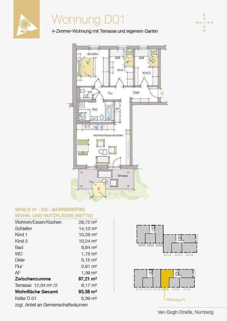 4 Zimmer mit Privatgarten und Blick auf die Blumenwiese – Nürnberg – Vorschaubild 6