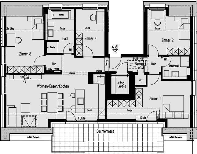 Bezugsfertige 5-Zimmer-Penthouse-Wohnung mit Dachterrasse – Wiesbaden – Bild 1 von 7