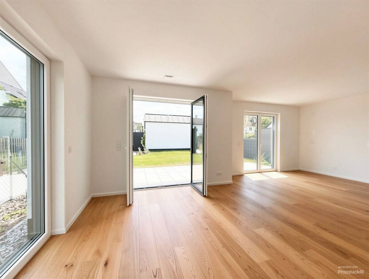 NEUBAU-3-Zimmer-Gartenwohnung mit Süd-Terrasse + wohnlich ausgebautem Souterrain (2 Räume + 2. Bad) – 81827 München – Bild 1 von 9