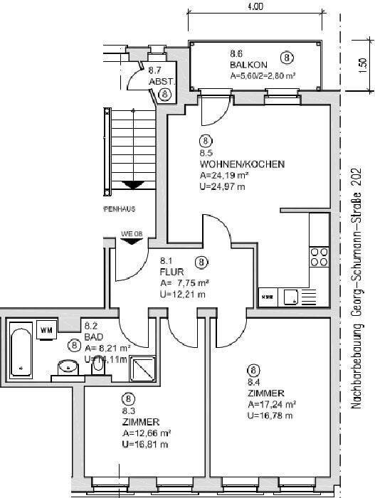 Genial! + Dunkles Parkett + Bad mit Wanne & Dusche + Balkon + Fußbodenheizung + LED-Licht – Leipzig – Vorschaubild 6