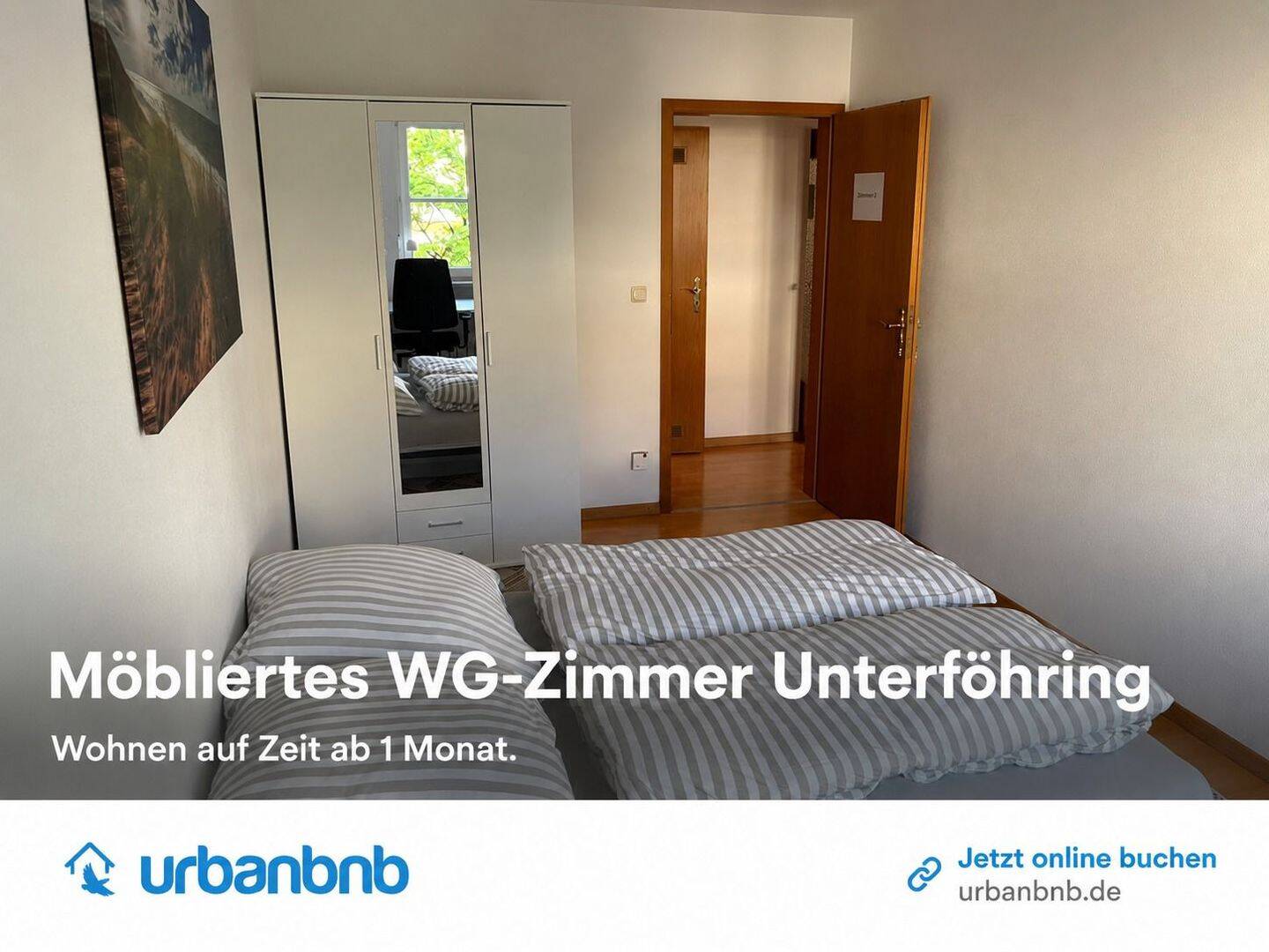 Möbliertes WG-Zimmer in Unterföhring nahe München | Wohnen auf Zeit ab 1 Monat
