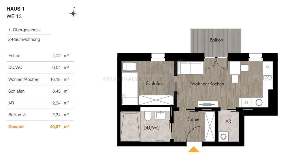 !! Erstbezug !! Gemütliche, barrierefrei 2 Raum Wohnung am Pelzmühlenteich mit Einbauküche & Balkon – Chemnitz – Vorschaubild 2