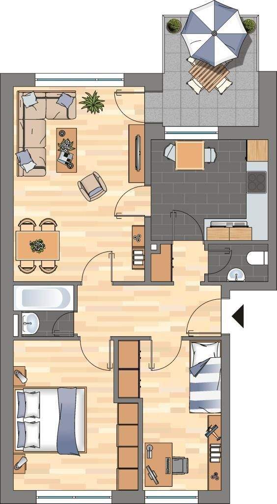 Charmante 3-Zimmer-Etagenwohnung in Wolfsburg 64 m² mit Dusche und Vinylboden – Wolfsburg – Vorschaubild 2