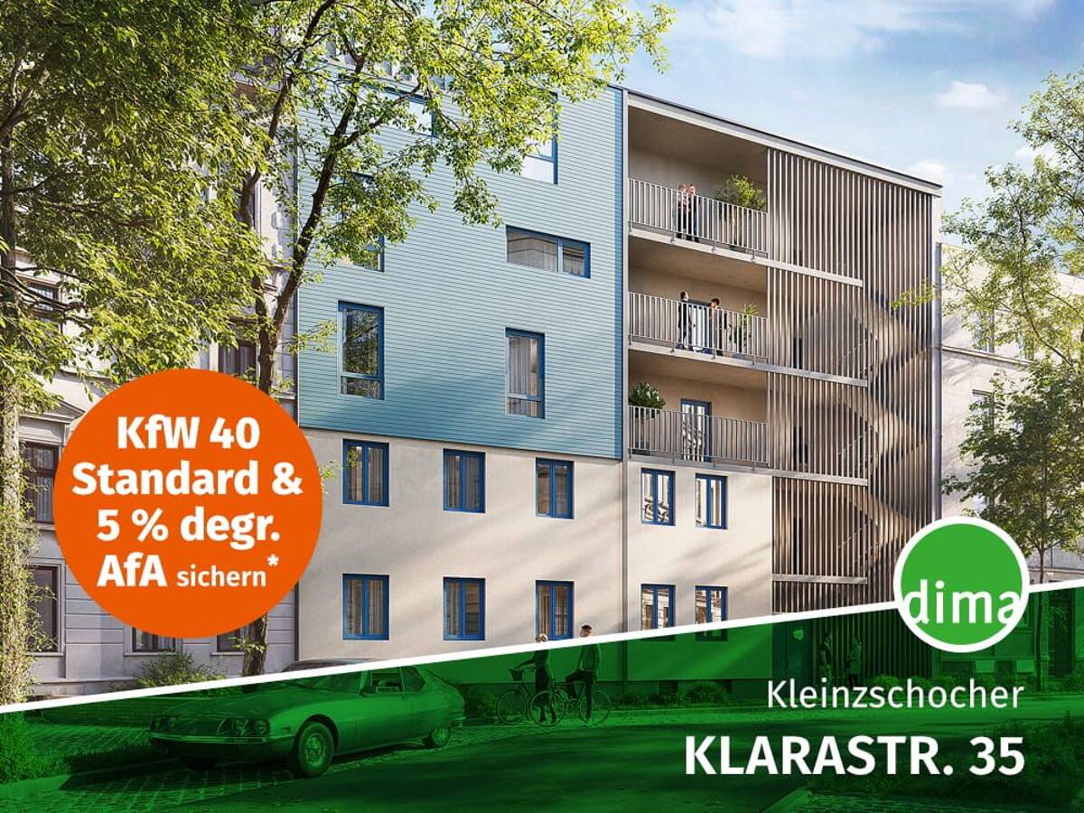 KfW-40-Neubau nähe Volkspark! Kompakte Whg. mit Süd-Balkon, Parkett, Kellerabteil, Aufzug u.v.m. – 4229 Leipzig – Bild 1 von 9