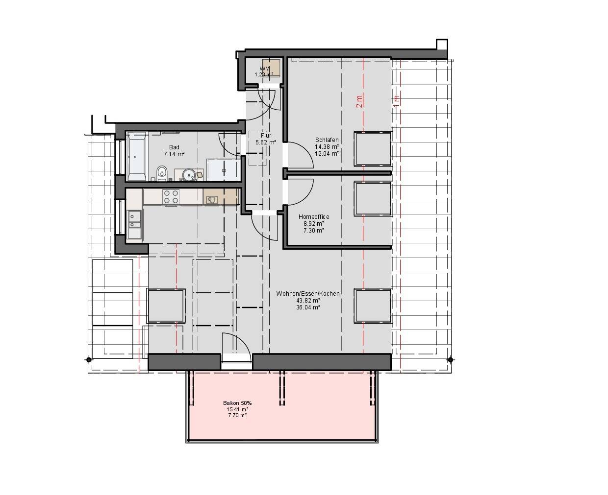 KfW 55 Energie A+ loftige Eigentumswohnung im Dachgeschoss mit 3,5 Zimmern und großem Südbalkon – Erstbezug, provisionsfrei direkt vom Bauträger – Nürnberg – Vorschaubild 2