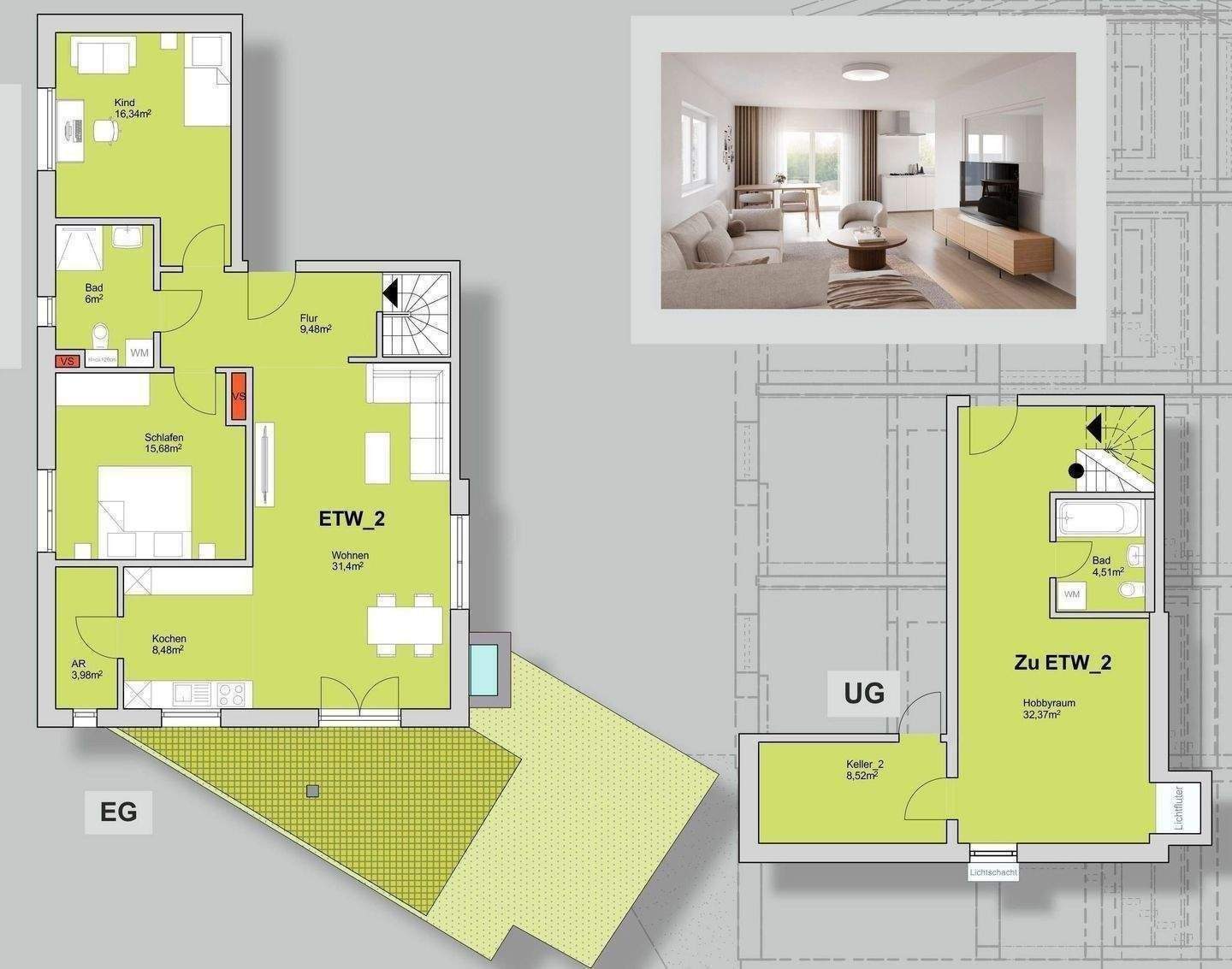 Sofort frei - Neubau Gartenwohnung - 4 Zimmer | 129m² Heizfläche mit überdachter Terrasse