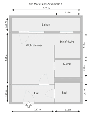 Sanierte 1-Raum-Wohnung mit bodengleicher Dusche und Balkon – 7549 Gera – Vorschaubild 2