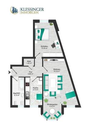 Hochwertige 2-Zimmer-Eigentumswohnung mit Wintergartenerker in Landshut – 84034 Landshut – Vorschaubild 8