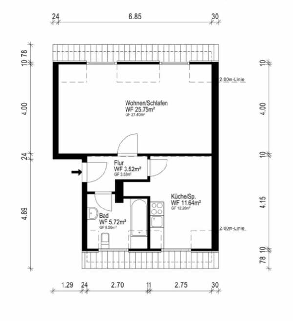 Dachgeschosswohnung in 51105 Köln mit 48 m² kaufen