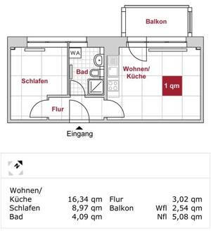 Azubi- und Studentenangebot! Kleine 2 Zimmer Wohnung – 1239 Dresden – Vorschaubild 2