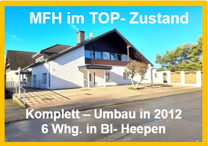 1A KAP- ANLAGE: MFH mit 6 MIET- Whg. im BEST- ZUSTAND durch Komplettsanierung & Umbau in 2012 – Bielefeld – Bild 1 von 9