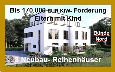 NEUBAU Reihenhaus. Bis 170.000 EUR KfW- Förderung für Haushalte mit Kind. – Bünde – Bild 1 von 9