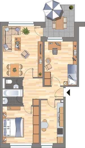 Demnächst frei! 3-Zimmer-Wohnung in Wolfsburg Vorsfelde – 38448 Wolfsburg – Vorschaubild 2