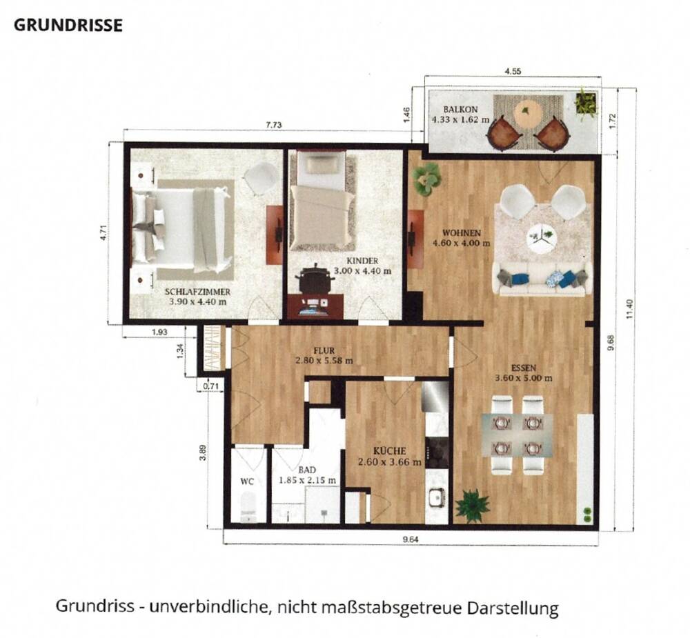 St. Johann, Preußenstraße: ETW 3 ZKB mit Balkon und Stellplatz – Saarbrücken – Vorschaubild 2
