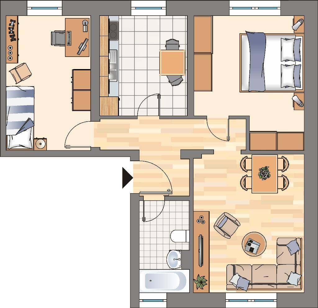 3-Zimmer-Wohnung in Dortmund Kemminghausen (WBS erforderlich) – Dortmund – Vorschaubild 2