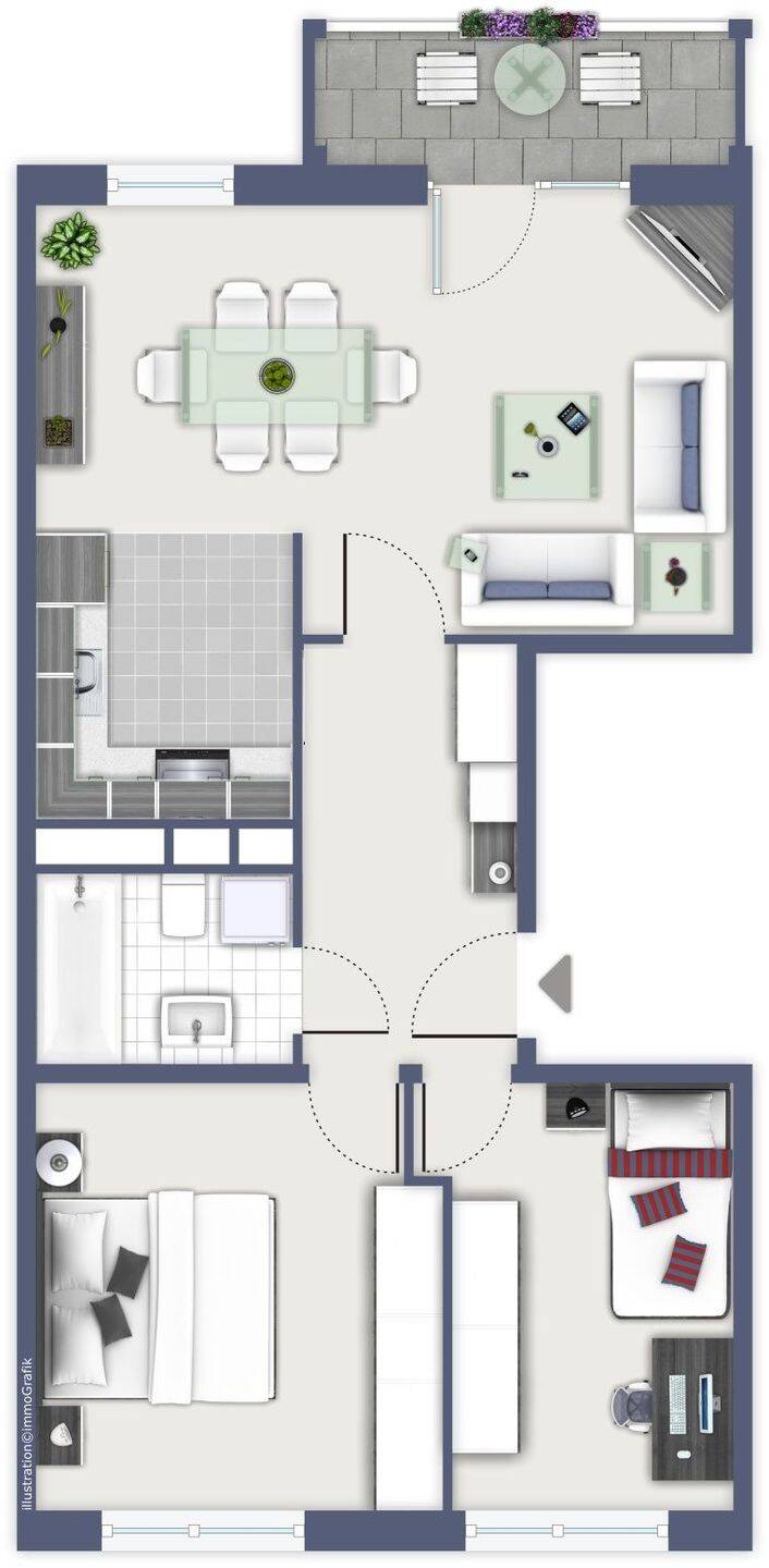 3-Raumwohnung mit Südbalkon und Wanne – Chemnitz – Vorschaubild 3