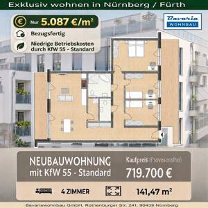 ZENTRALES WOHNEN MIT AUSBLICK / 4-ZIMMER / 2 BALKONE / NEUBAU / ERSTBEZUG