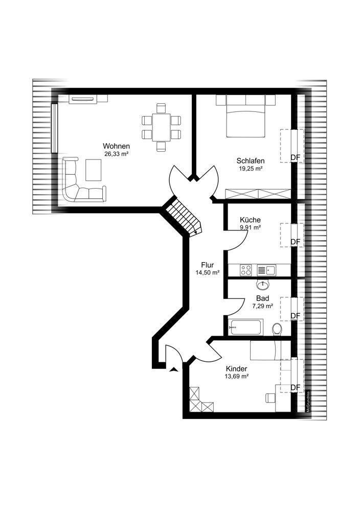 4-Zimmer-Wohnung im DG